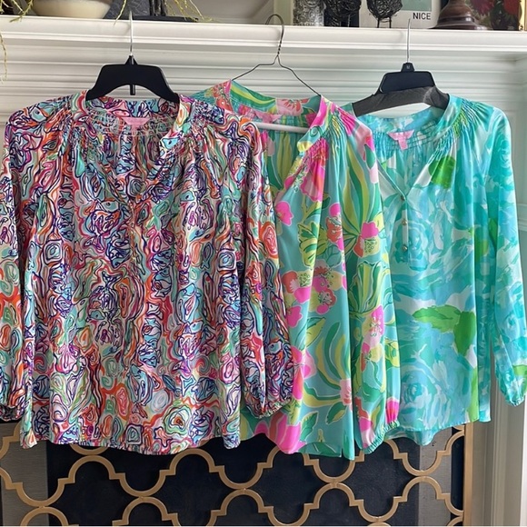Lilly Pulitzer Tops - LILLY PULITZER ELSA 🌴💗 100% SILK TOPS (3) ALL SIZE MEDIUM